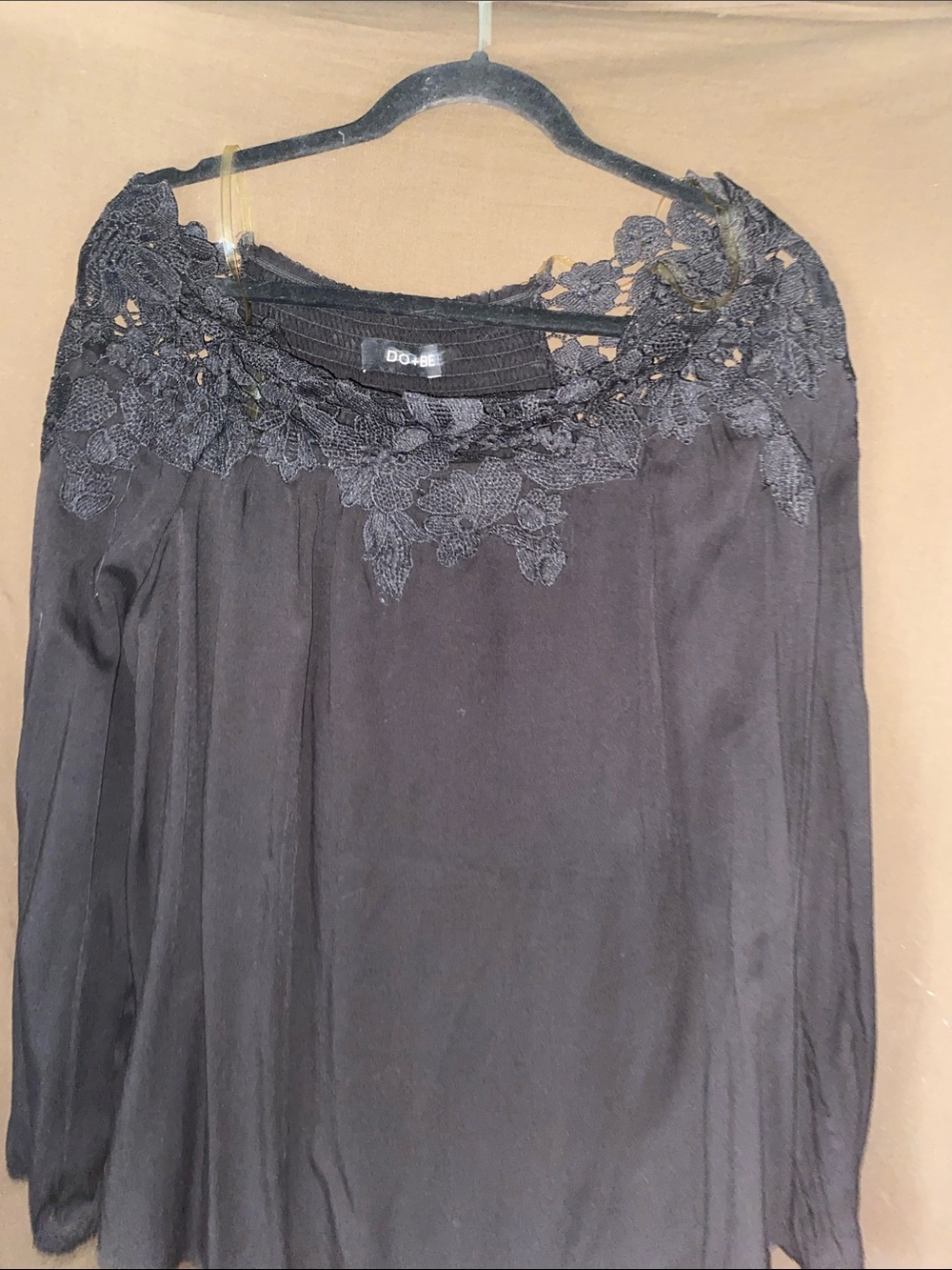 DO+BE Black Floral Lace Yoke Blouse